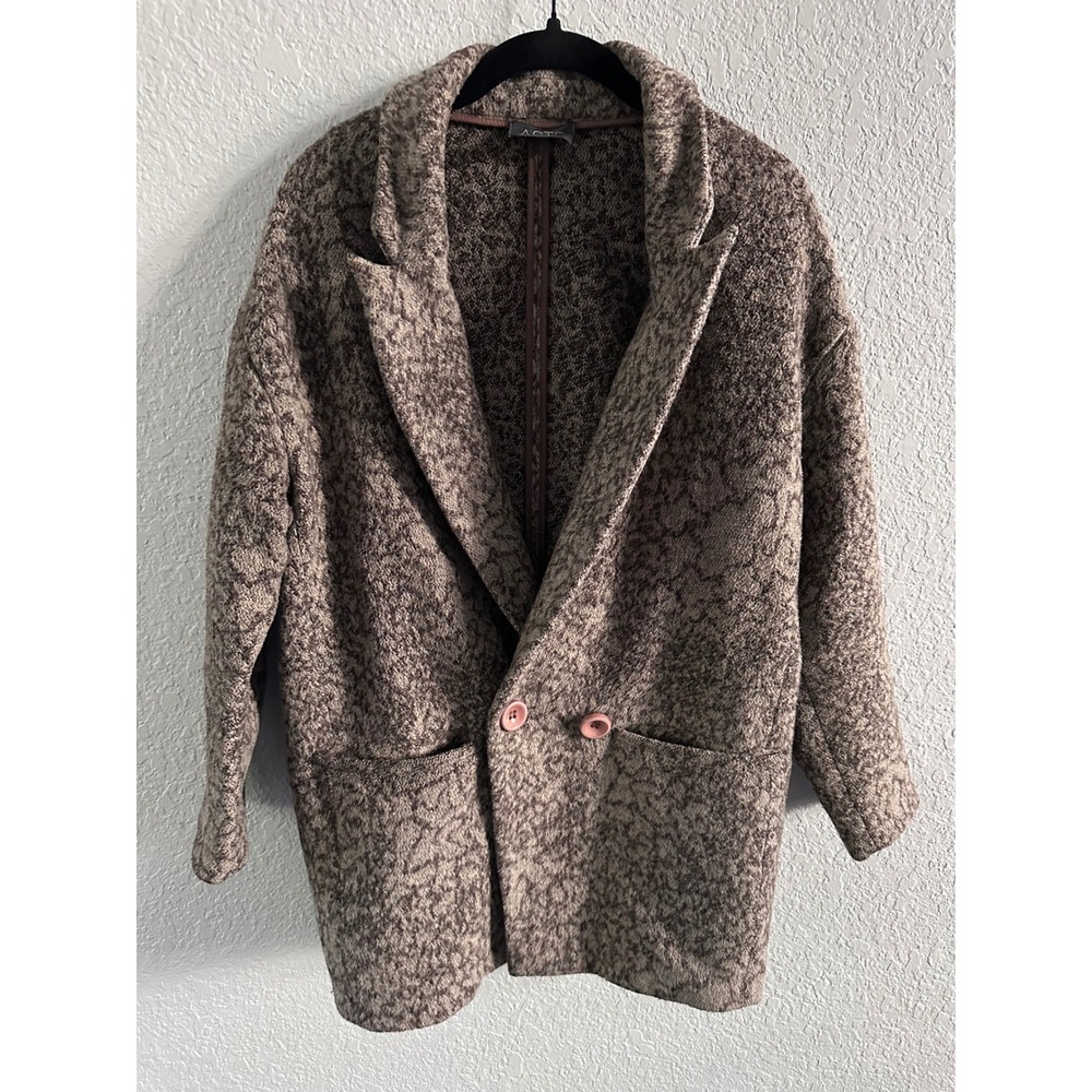 ASTR the Label Brown Textured Wool Blend Oversized Blazer Coat XS AI6731105